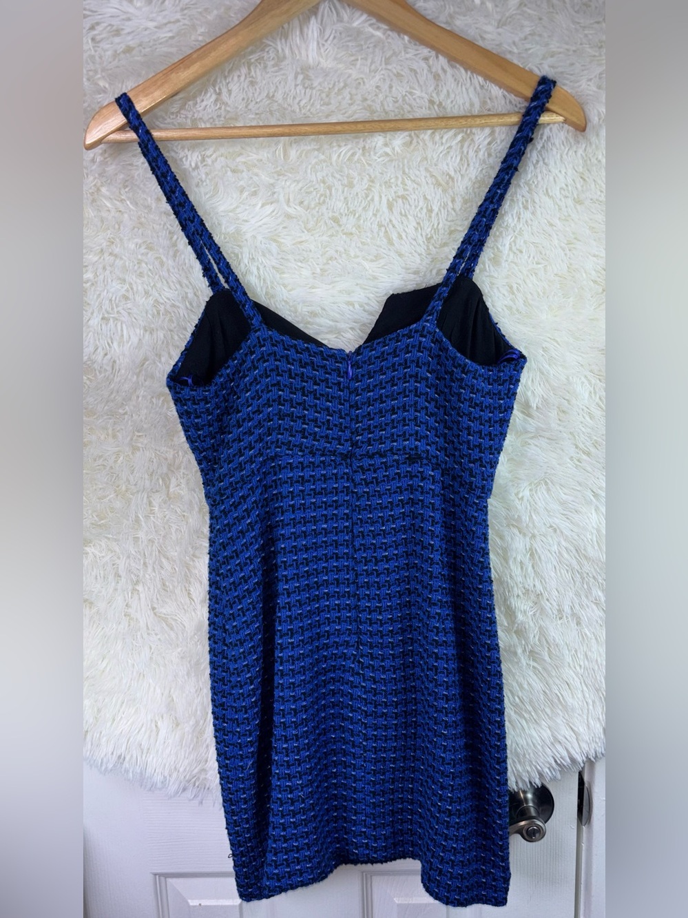 Zara Blue Textured Knit Spaghetti Strap Mini Dress - Picture 9 of 16
